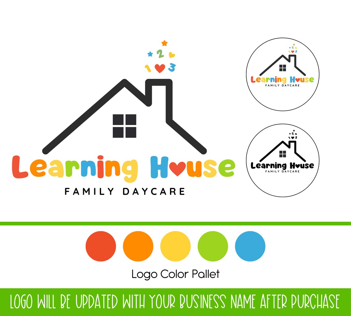 Colorful Fun Daycare Logo, Cute Educational Home Daycare Logo, Family ...