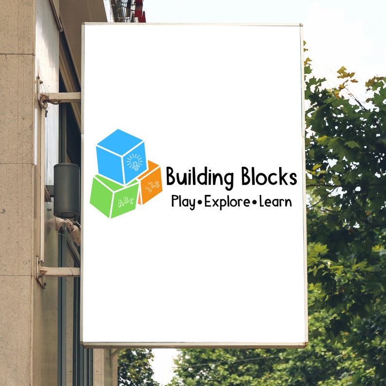 Building blocks daycare logo blocks logo childcare logo etsy