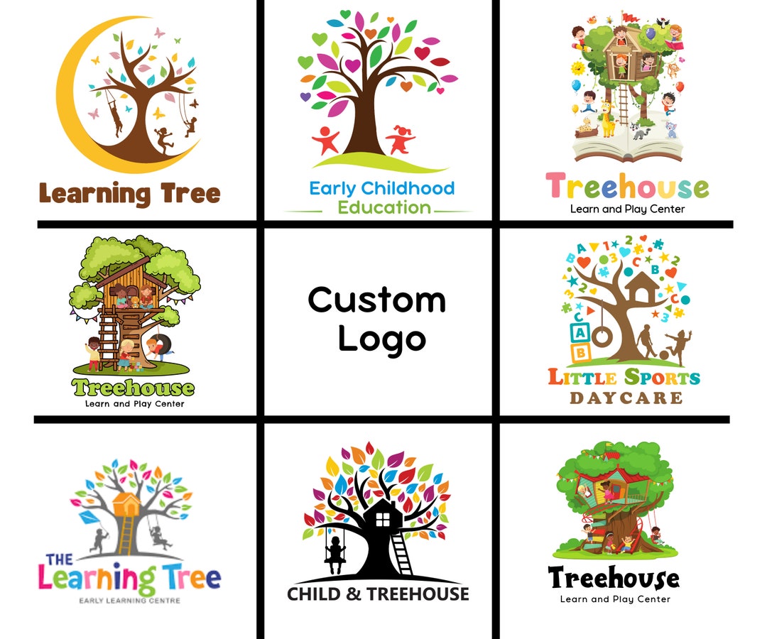 Custom Treehouse Logo, Kids Treehouse Logo, Cute Daycare Logo