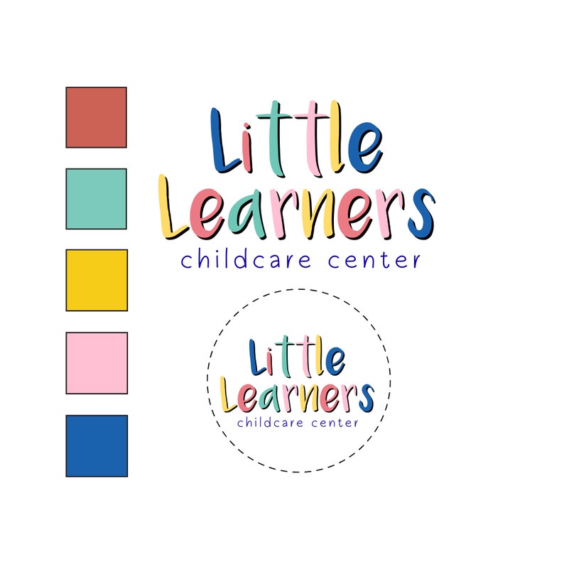 Little Leaners Daycare Logo Premade Logo Design Cute Daycare Logo