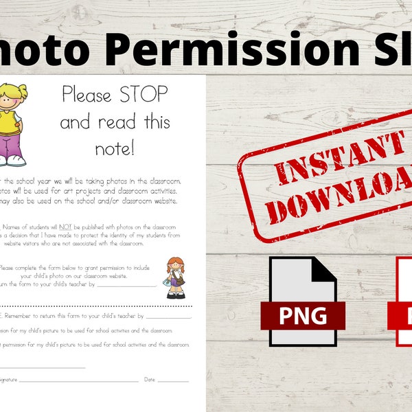 Photo Permission Slip, School Photo Permission Slip, Daycare Photo Permission Slip, Preschool Photo Permission Slip