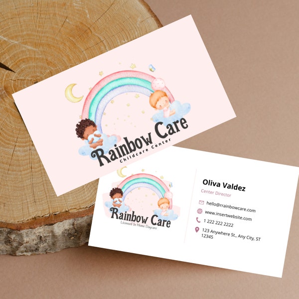 Childcare Business Card, Daycare Business Card Design, Pastel Business Card Design, Preschool Business Card, in home daycare, daycare brand
