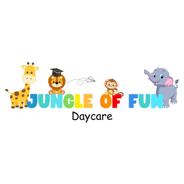 Kids Jungle Logo, Custom Jungle Themed Logo, Cute Kids Jungle, Safari Jungle logo, Jungle Daycare Logo, Jungle Childcare Logo, Daycare merk