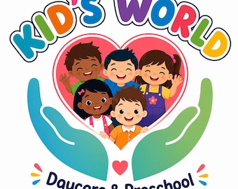 Kid's World Logo, Custom Childcare Logo, Custom Daycare Logo Design, World Logo, Children's World Logo Design, Cute Daycare Logo