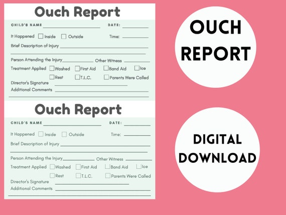 Daycare Accident Report Form Daycare Files Childcare Files - Etsy Ireland