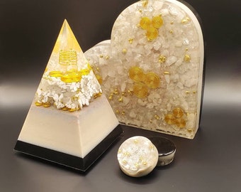 White Howlite Quartz Crystal Gold Collection