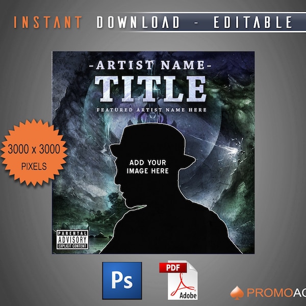 Album Cover Art, Fantasy Art, Song Cover Design - Album Cover Template / Instant Download