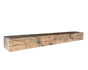 Repisa de chimenea de hormigón con aspecto de madera, viga de imitación hecha a mano
