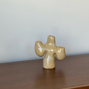 Ceramic Candle Holder, Ceramic Sculptural Abstract Stoneware Candlesticks, Scandinavian Candlestick Holder, Living Room Decor Home Gift
