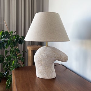 Ceramic Lamp, Sculptural Table Lamp, White Stoneware Lamp, Abstract Sculpture, Living Room Decor, Table Lampshade, Ceramic Lighting
