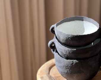 Stoneware Ceramic Bowl Set of Three, Rustic Bowls