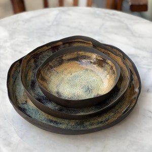 Ceramic Plate Set, Stoneware Plate, Housewarming Gift Rustic Plate, Kitchenware