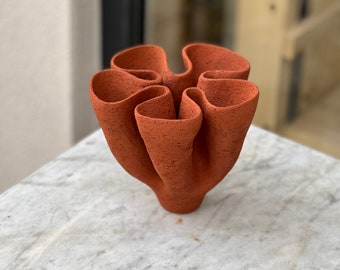Stoneware Ceramic Vase - Terracotta Flower Vase - Handbuilt Ceramic Vessel