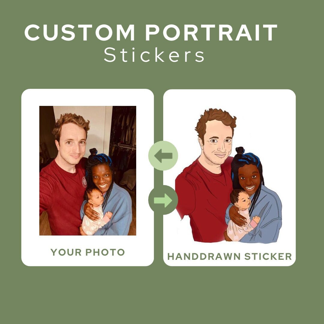 Custom Stickers Hand Drawn Portrait Stickers Custom Photo Drawing Sticker Made From Your Photo