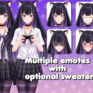 Live 2D Vtuber Modell, das bereits mit mehreren Emotes manipuliert ist
