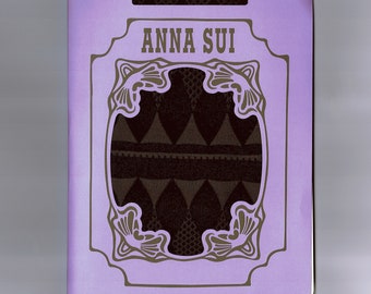 ANNA SUI collants mode losanges arlequins noirs motifs art déco taille S-M (fabriqué au Japon)