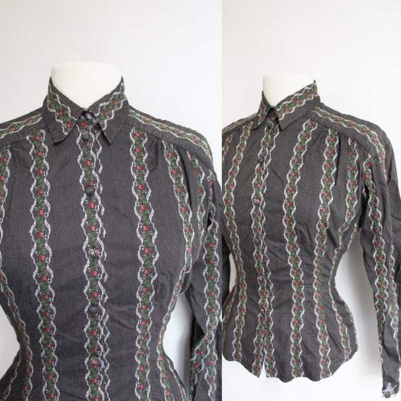 CHANTAL THOMASS Vintage RARE Victorian grey shirt… - image 3