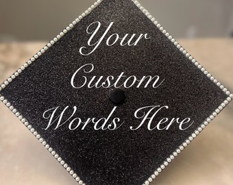 Graduation Cap Topper | Senior Grad Gift | Personalized Glitter and Pearl-Encrusted | Custom DIY Grad Cap Topper | 2024 Grad Gifts