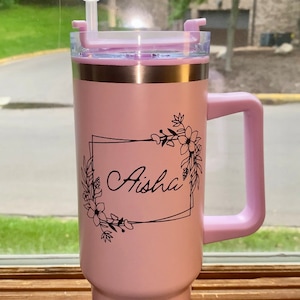Custom 40oz Tumbler with Handle & Straw | Personalized Custom Logo Tumbler | Back to School | Custom Designs Available