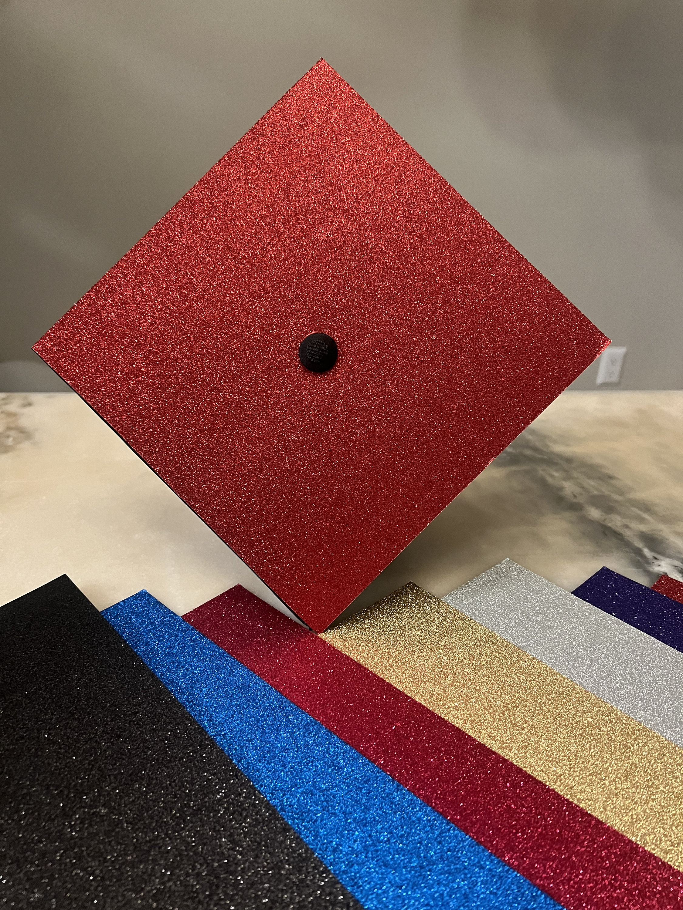 Customizable Glitter Graduation Cap Topper, Blank Base with Pre-cut Tassel Hole, DIY Grad Topper, Plain Glitter Grad Cap Topper
