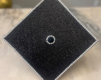 Glitter and Pearl-Encrusted Graduation Cap Topper Base with Pre-cut Tassel Hole - DIY Grad Cap Topper, GradGifts 2024