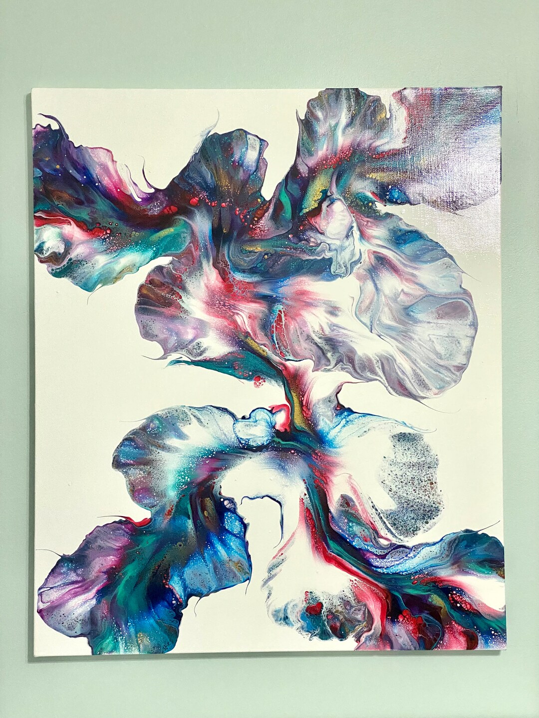 Colorful Dutch Pour Acrylic Painting | 20x24 Abstract Fluid Art - Etsy