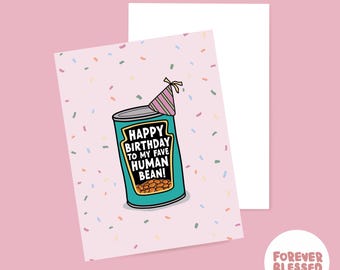 Fave Human Bean Birthday Card | Funny Pun Card | Best Friend Birthday Card | Bestie birthday