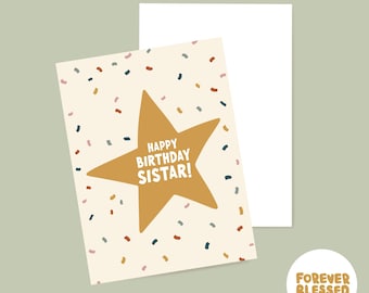 Star Birthday Card for Sister | Sibling Gift | For Her