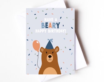 Bear Birthday Card | Kids Party, A6