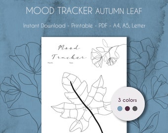 Rastreador de estado de ánimo Hoja de otoño IMPRIMIBLE / Tabla de estado de ánimo / A4, A5 y Carta / PDF / Descarga instantánea