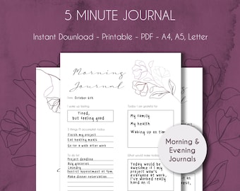 5-Minuten-Tagebuch | Druckbares Journal | Sofortdownload