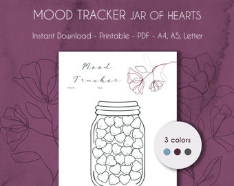 Jar of Hearts Mood Tracker | Printable Tracker | Instant Download