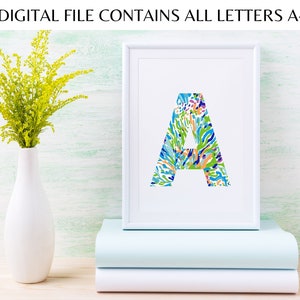 Lilly P Inspired Printable A-Z Letter Art, All Letters of the Alphabet Included, Digital PDF Download