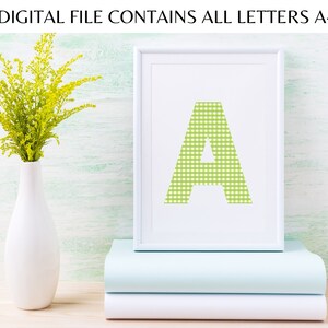 Afdrukbare letter A-Z Art, alle letters van het alfabet inbegrepen, digitale PDF-download, groene pastelletters