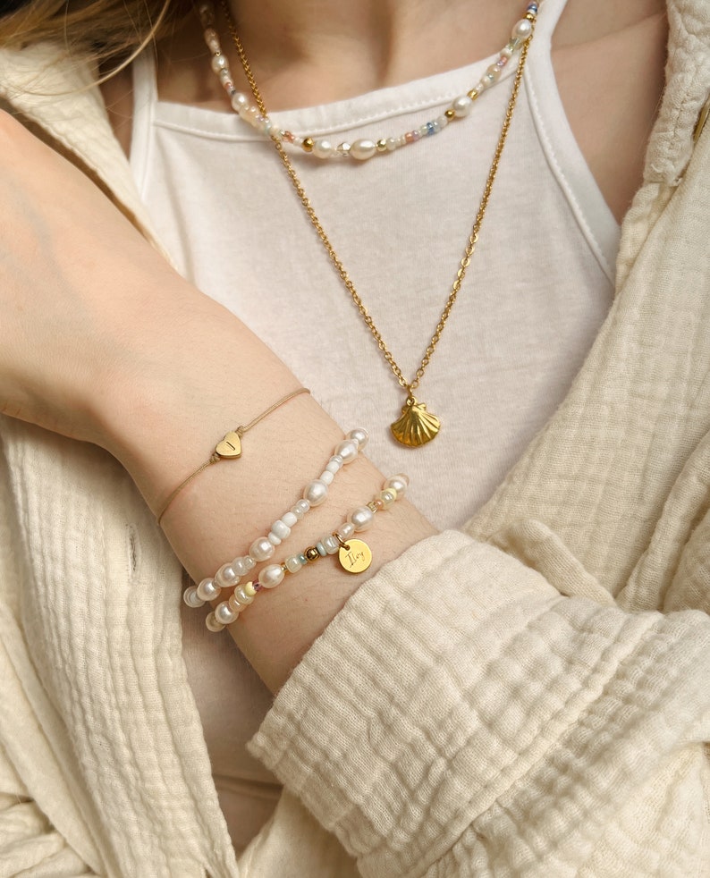Ilvy handgemachte Perlenkette, Armband, Fußkettchen Ulima bunt mit Süßwasserperlen vegan möglich Bild 4