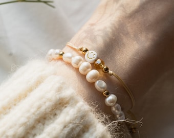 Ilvy | Filigranes Armband mit Smiley beige gold