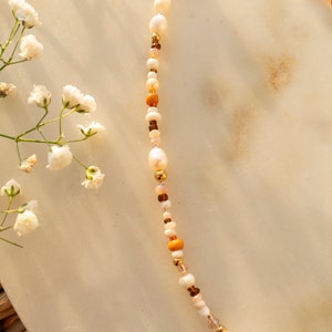 Ilvy handgemachte Perlenkette, Armband, Fußkettchen Leyan rosa, braun, beige mit Süßwasserperlen afbeelding 3