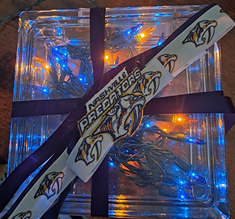 Predator Ribbon Nashville Predators Light up Glass Block - Etsy