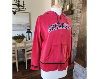 Vintage Arkansas Razorbacks Nike Hoodie Full Zip Red College NCAA Sweatshirt