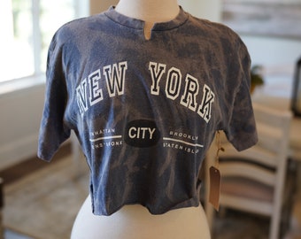 Vintage Custom Bleached Cropped New York Tee