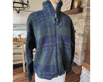 Kurtka VTG Authentic Rockies Jeanswear Plaid Fleece Zip Up damska L, niebiesko-zielona