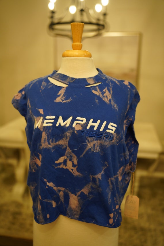 Vintage Custom Bleached Cropped Memphis Tigers Tee