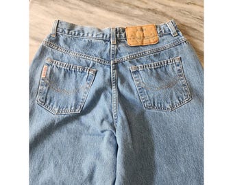 Gitano Vintage 90s High Rise Mom Jeans Light Wash Taperd Leg Blue Talla 14 Short