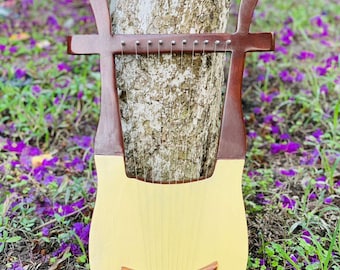 Handgjord 10-strängad lyraharpa i rosenträ, musikalisk träharpa med gratis stämnyckel och väska