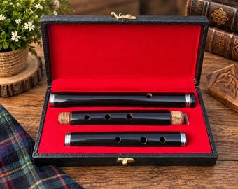 Professional Irish D Flute 3-Piece Black Rosewood Flute | Handmade Wooden Irish Flute | Practice Instrument with Velvet Case