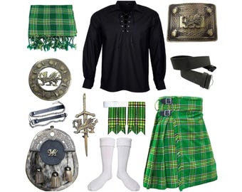 Herrset med antik kilt i skotskt höglandskilt | 10-delars traditionellt tartankiltset | Highland Wear-dräkt | Finns i tartaner från 50+