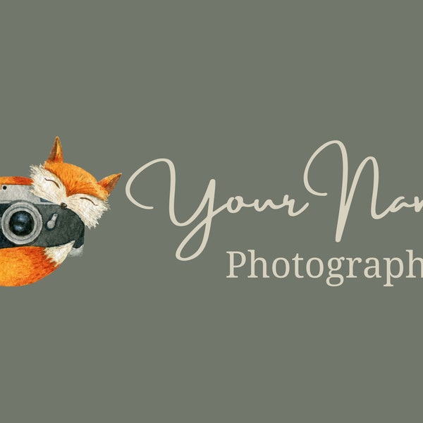 Premade Photography Logo, Male or Female Fox, Watermark, Logo Design, Wildlife Photographer, Nature Photography, camera