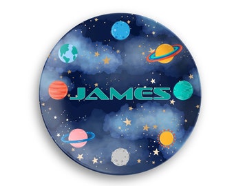 Personalized Space Plate | Planets| Solar System| Custom Name Plate | Kids Dinnerware Set | Plate, Bowl, Mug or Placemat