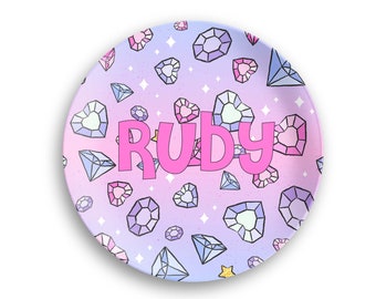 Personalized Sparkle Gems Plate | Custom Name Plate | Kids Dinnerware Set | Plate, Bowl, Mug or Placemat
