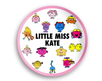 Personalized LITTLE MISS Plate| Custom Name Plate | Kids Dinnerware Set | Plate, Bowl, Mug or Placemat| Magical